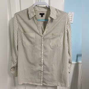 Talbots Striped button front blouse XL
